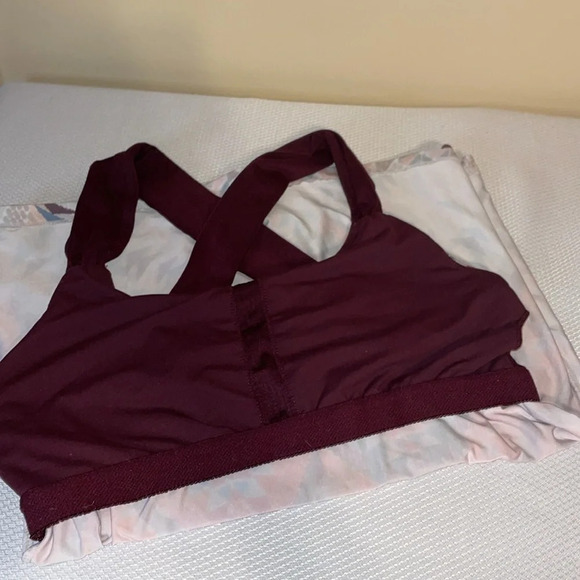 PRana womens Large 12 14 Tank top cross athletic Athleisure shelf bra pink red - Picture 7 of 8